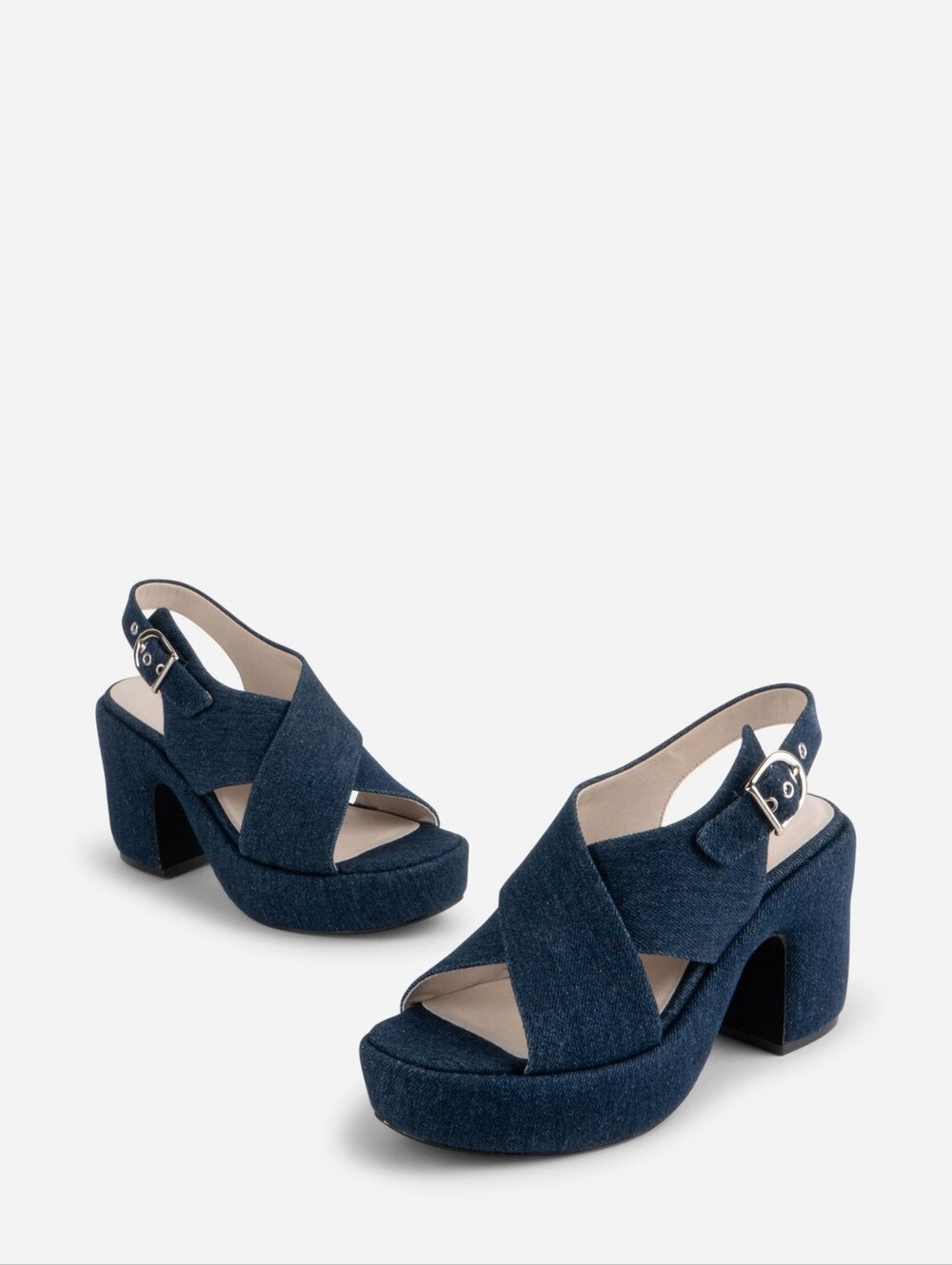 intentionally blank denim mindy platform sandal new
